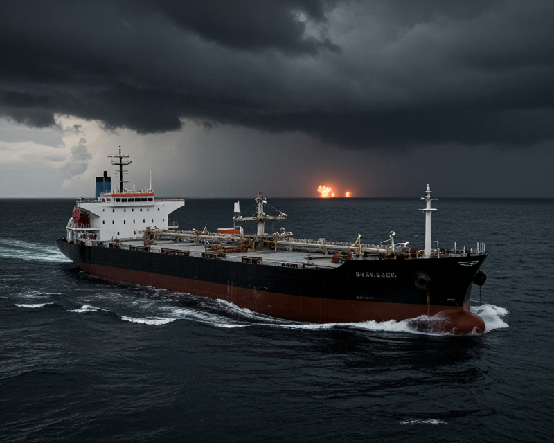 Oil Tanker in Turbulent Strait