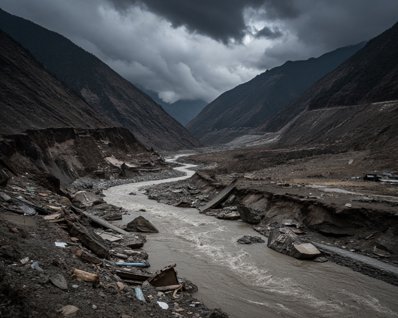 Nepal Flood Disaster Scene