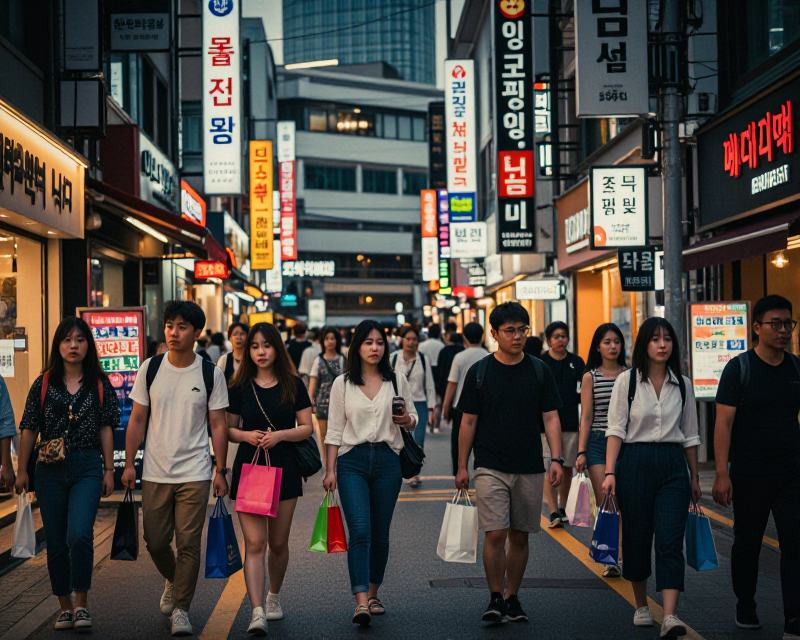 Seoul Shopping Street at Night