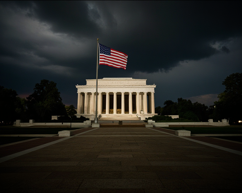 Symbolic American Flag at Night